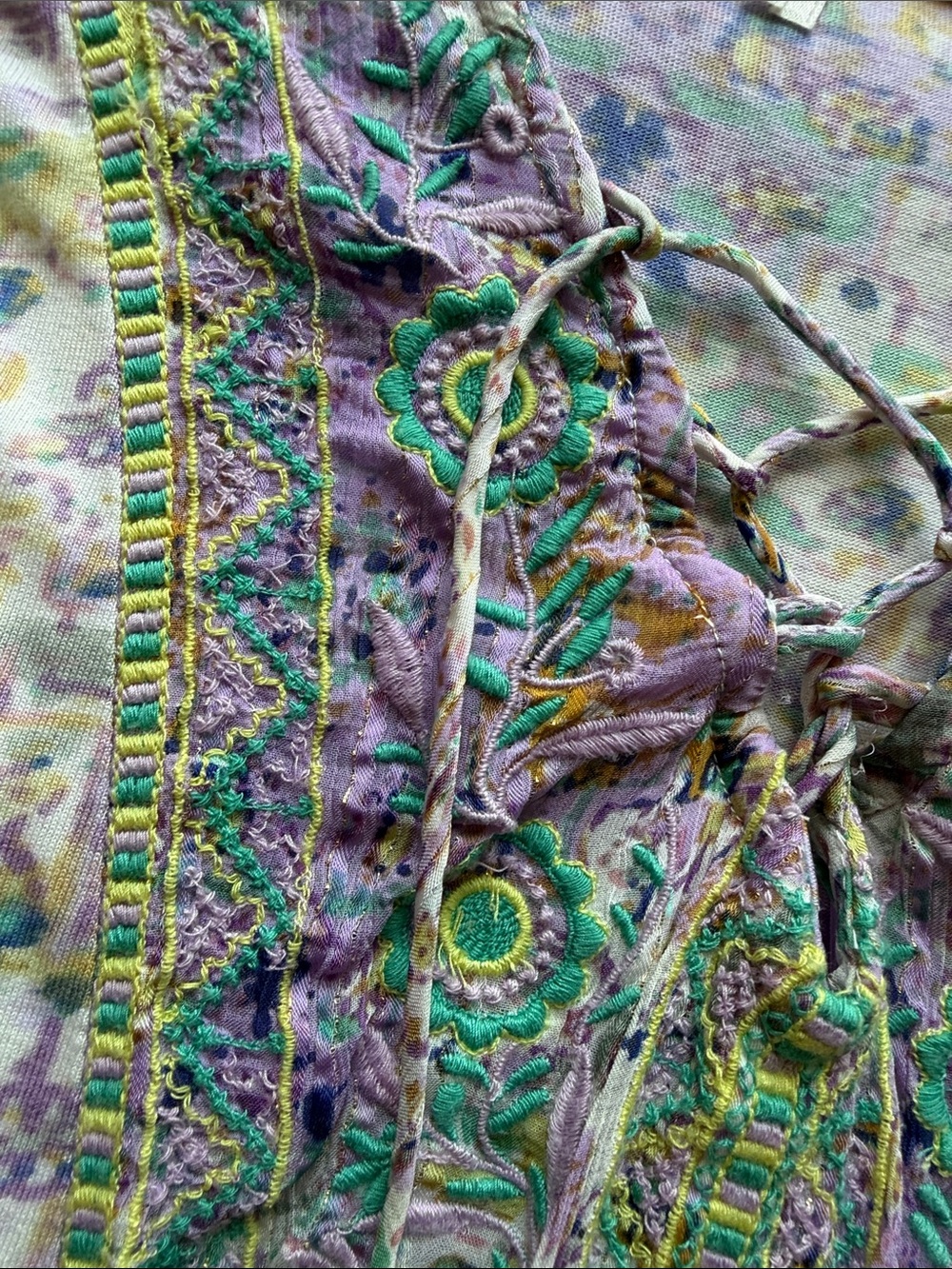 Anthropologie Pastel Floral V-Neck Blouse in Lavender, Mint & Yellow - Picture 3 of 4